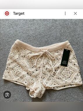 wild fable Crochet Swim Coverup Shorts in Cream